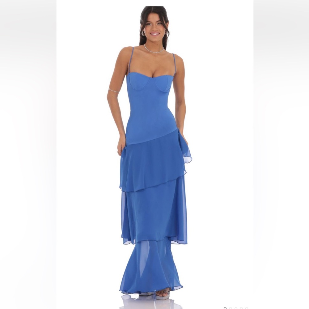 Lucy In The Sky Blue Ruffled Maxi Dress